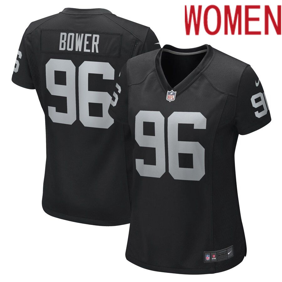 Women Las Vegas Raiders 96 Tashawn Bower Nike Black Game Player NFL Jersey